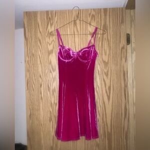 american apparel pink velvet bustier dress